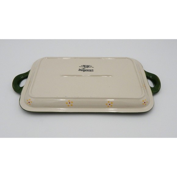 Temp-Tations By Tara Old World Green 13 Inch Rectangular Handled Platter - Picture 9 of 9